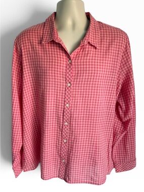 Eddie Bauer Pink Gingham Button-Down Shirt